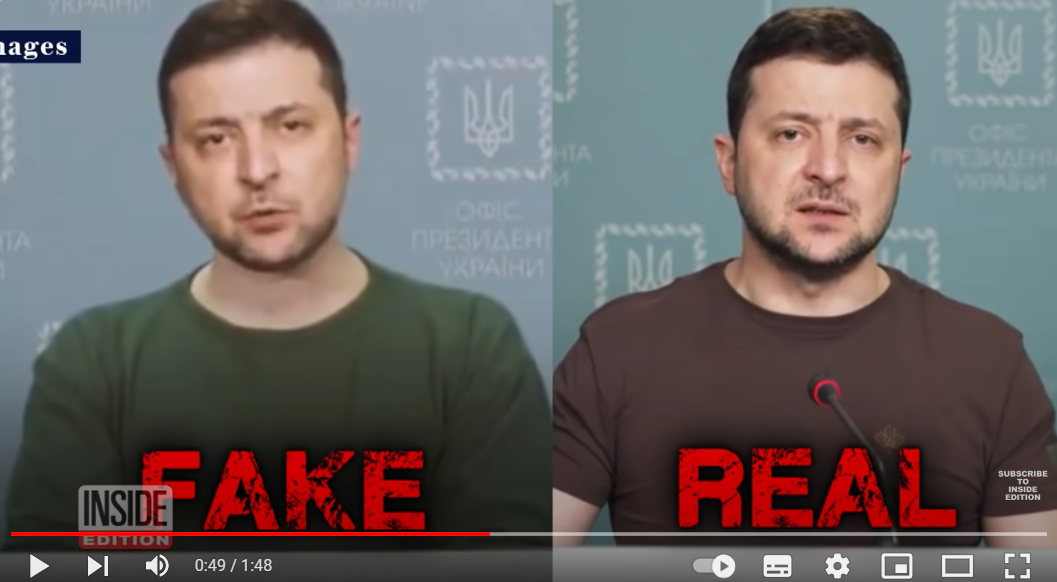 Schermata di un video deepfake